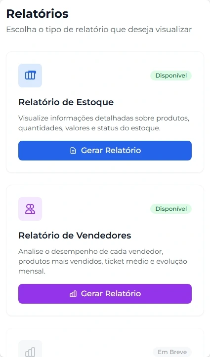 Relatórios do sistema